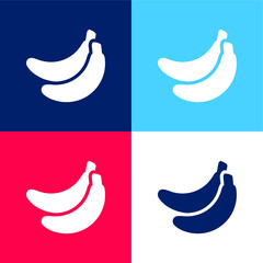 Bananas blue and red four color minimal icon set