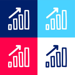 Bars Graphic Up Hand Drawn Symbol blue and red four color minimal icon set