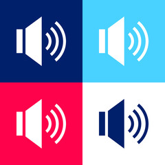 Audio blue and red four color minimal icon set