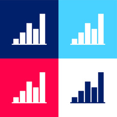 Bar Chart blue and red four color minimal icon set