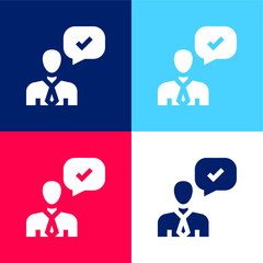 Approved blue and red four color minimal icon set