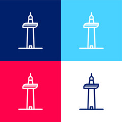 Auckland blue and red four color minimal icon set