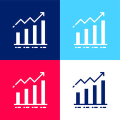 Bar Graph blue and red four color minimal icon set