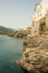 Fototapeta na wymiar View of ancient city Andros (Chora), beautiful island Andros in the Cyclades, Greece, Europe
