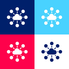 Fototapeta na wymiar Big Data blue and red four color minimal icon set