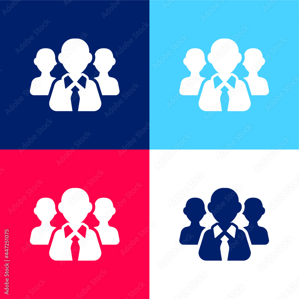 Wall mural Boss With Tie blue and red four color minimal icon set