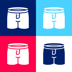 Boxers blue and red four color minimal icon set