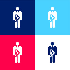 Birthday blue and red four color minimal icon set
