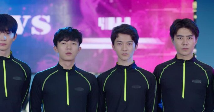 Young men taking part in esports competition,4K