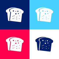 Breakfast Bread Toasts blue and red four color minimal icon set