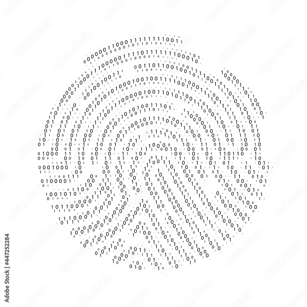 Poster fingerprint digital identification. circle unique fingerprint icon design for app isolated on white 