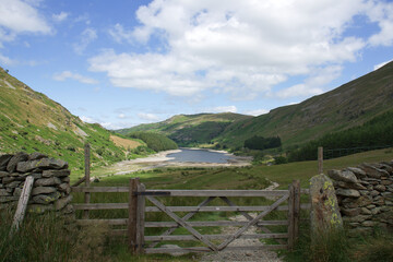 Fototapeta na wymiar Hiking around Haweswater view from path up to Small Water