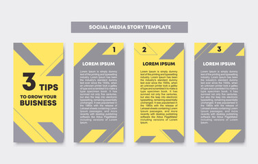 Set of elegant template with yellow and grey pastel colors for stories and streaming. Mockup for personal blog, shop or user story. Layout for advertising, stories post in social networks.