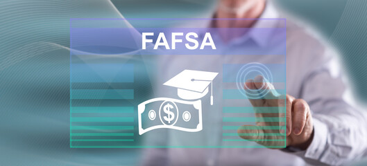 Man touching a fafsa concept