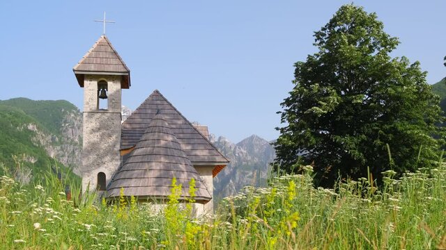Christian church in Theth village in Prokletije or Accursed Mountains of Albania