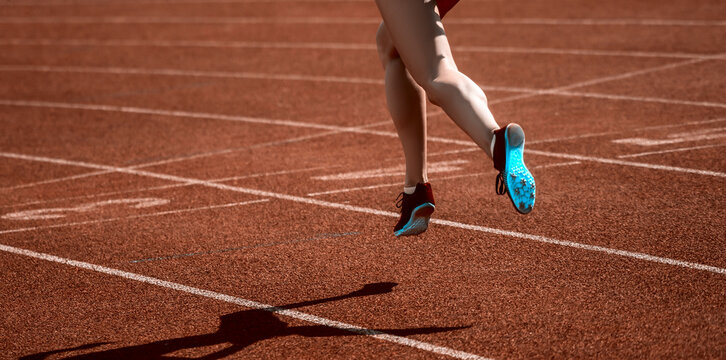 Shadow of a runner on the track. Professional sport concept. Horizontal sport poster, greeting cards, headers, website