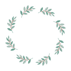 Botanical frame of flowers and leaves, isolated vector illustration