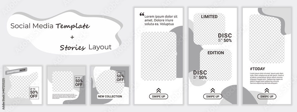 Poster fashion design backgrounds for mobile apps in minimalistic style. editable templates with space for 