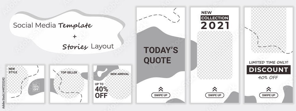 Poster fashion design backgrounds for mobile apps in minimalistic style. editable templates with space for 