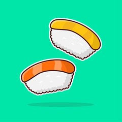 Sushi Cartoon Vector Illustration. Good Used for Sticker, Logo, Icon, Clipart, Etc - EPS 10 Vector