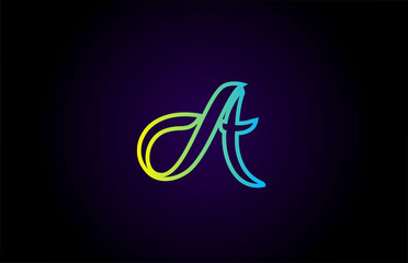 A green yellow creative handwritten alphabet letter logo for branding and business. Design for lettering and corporate identity with template icon