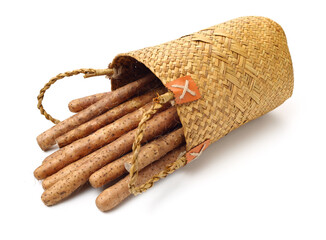 Chinese yam on white background 