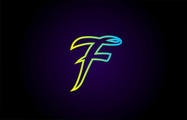 F green yellow creative handwritten alphabet letter logo for branding and business. Design for lettering and corporate identity with template icon