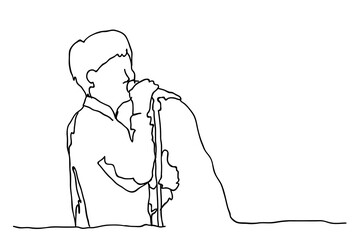 Abstract Sketch, Hand Drawing of a singer with microphone