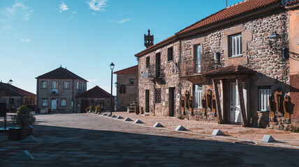 Beautiful old and traditional buildings on the streets of Penedono village in Portugal