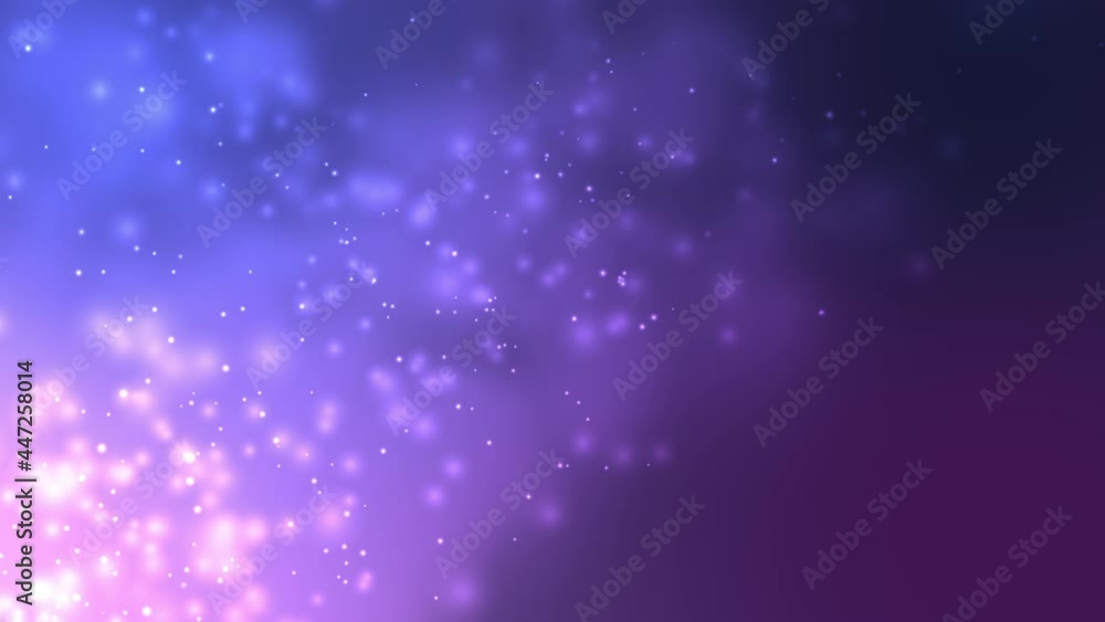 Wall mural blue and violet bokeh particles awards dust gradient abstract background. futuristic in space on dar