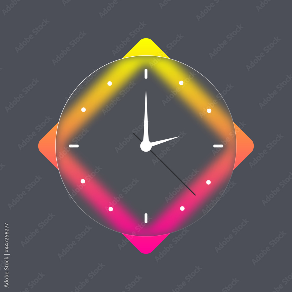 Poster wall office clock icon. glassmorphism. time and clock icons. vector mobile ui. ui ux white user inte