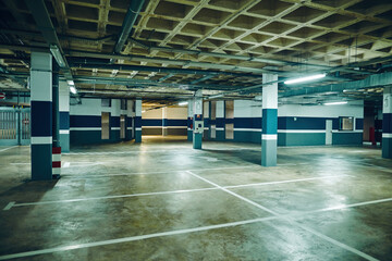 Underground parking. Empty garage