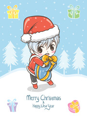 cute Santa boy Christmas greeting illustration