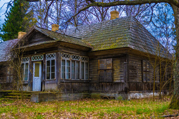 old house country house in the woods, abandoned house, in the middle of the forest