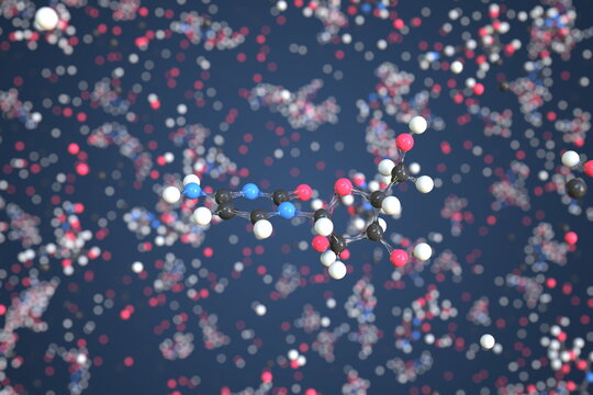 Cytarabine molecule. Conceptual molecular model. Chemical 3d rendering