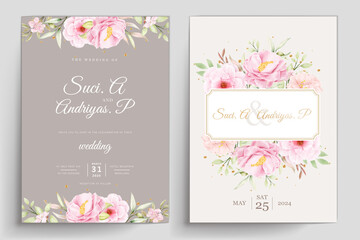 Hand drawn floral wedding invitation template