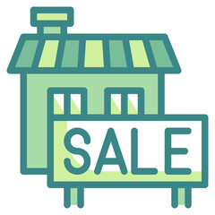 sale house blue line icon