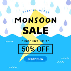 Monsoon Sale Vector Illustration. rainy season promotion