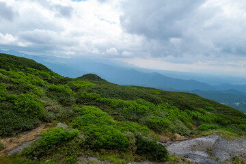Fototapeta na wymiar 北海道上川郡東川町にある大雪山の旭岳の風景 View of Mt.Asahidake in Mt.Daisetsuzan, Higashikawa-cho, Kamikawa-gun, Hokkaido.