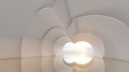 Abstract architecture background arched interior 3d render