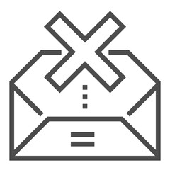 Un subscribe mail, square line vector icon