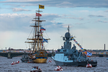Naklejka premium Saint-Petersburg, Russia. Day of the Navy 23.07.2021