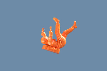 Falling orange astronaut. 3D illustration © kirill_makarov