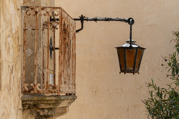 a lantern on a wall