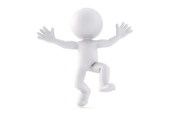 Happy jumping man. 3D illustration. Isolated
