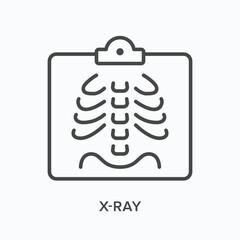 X-ray flat line icon. Vector outline illustration of radiology scan. Black thin linear pictogram for medical test