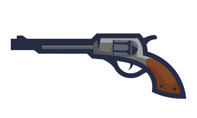 Revolver in flat style. Classic cowboy weapon.