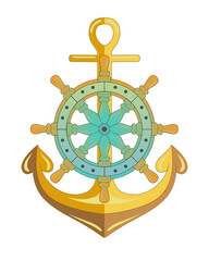 wind rose compass and anchor illustration