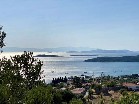 Aegean Sea view from Erythrae ancient City, Ildir, Cesme, Izmir, Turkey