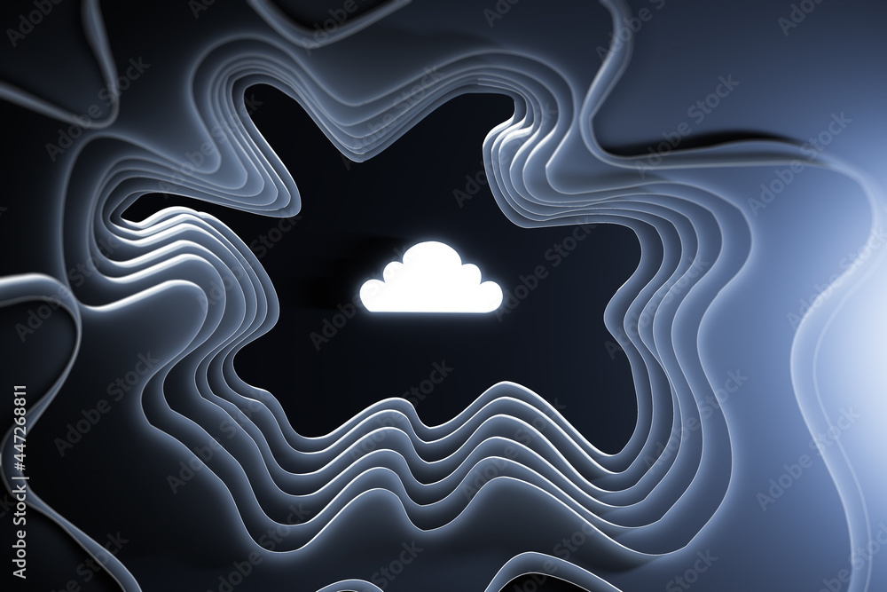 Poster Abstract 3d rendering cloud illustrarion on dark background. Design concept.